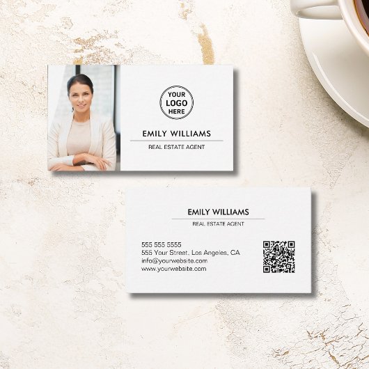 Vastgoedmakelaar Logo Foto QR Wit Visitekaartje
