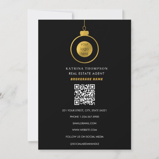 Vastgoedmakelaar makelaar Logo Christmas Feestdage Bedankkaart (Achterkant)