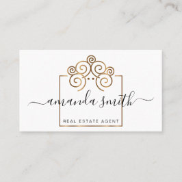 Vastgoedmakelaar met huisraad voor goudwinning visitekaartje