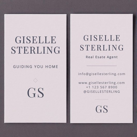 Vastgoedmakelaar Roos Quartz Paarse Monogram Visitekaartje