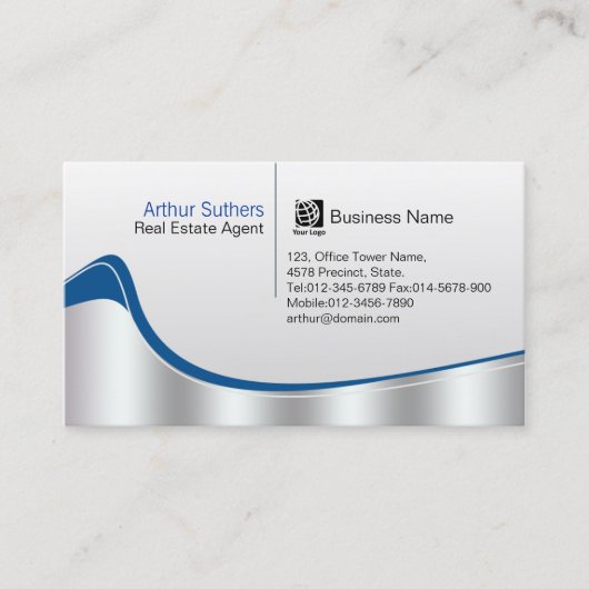 Vastgoedmakelaar Vastgoed Belegging Zilveren Golf Visitekaartje (Voorkant)