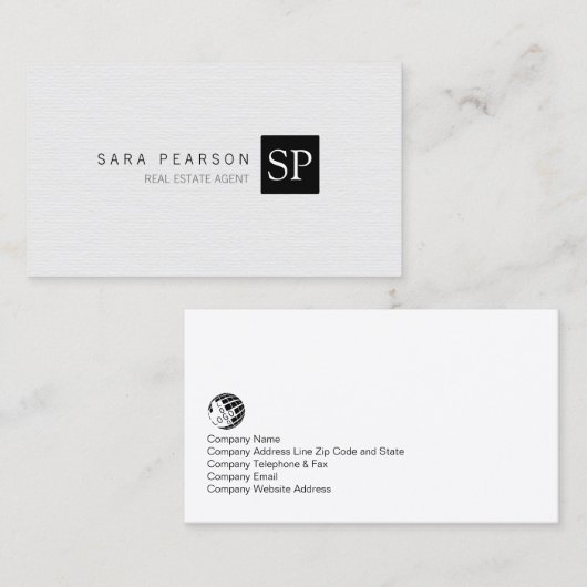 Vastgoedmakelaar Vastgoedbelegging Monogram Visitekaartje (Voorkant / Achterkant)