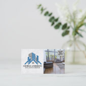 vastgoedmakelaar | woonkamer | QR-barcode Visitekaartje (Staand voorkant)