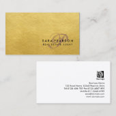 Vastgoedmakelaarsinvestering Elegante Gouden Textu Visitekaartje (Voorkant / Achterkant)