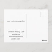 Vastgoedmarketing op de omheining klanten briefkaart (Achterkant)