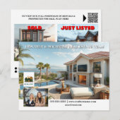 Vastgoedmarkt adverteren bewerkbare foto logo briefkaart (Voorkant / Achterkant)