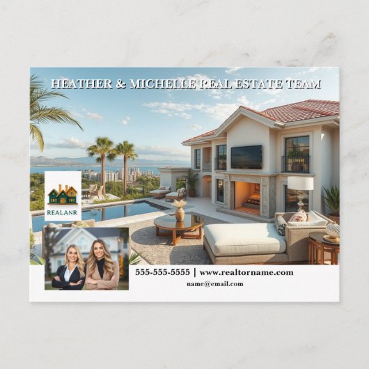 Vastgoedmarkt adverteren bewerkbare foto logo briefkaart (Voorkant)