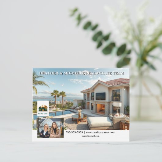 Vastgoedmarkt adverteren bewerkbare foto logo briefkaart (Staand voorkant)