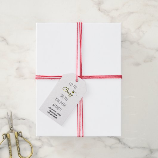 Vastgoedmarkt Buzz Honey Bee Cadeaulabel (Met Touw)