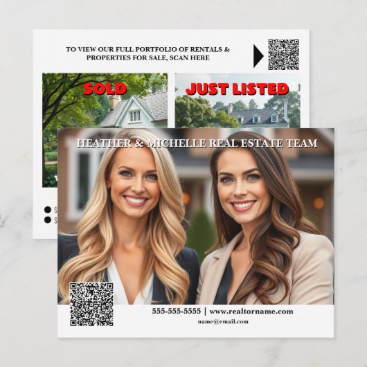 Vastgoedmarktleider genereren bewerkbare foto briefkaart (Voorkant / Achterkant)