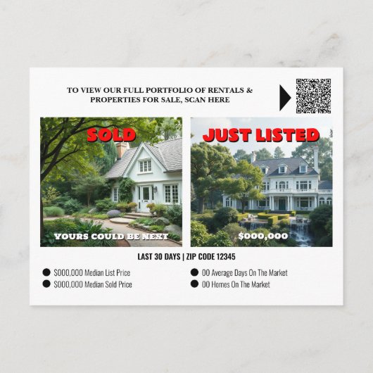 Vastgoedmarktleider genereren bewerkbare foto briefkaart (Achterkant)