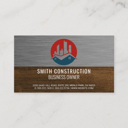 Vastgoedonroerend goed | Metaalhout | Bouw Visitekaartje (Voorkant)