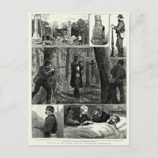 Vastleggen van de Ned Kelly Gang Briefkaart (Voorkant)