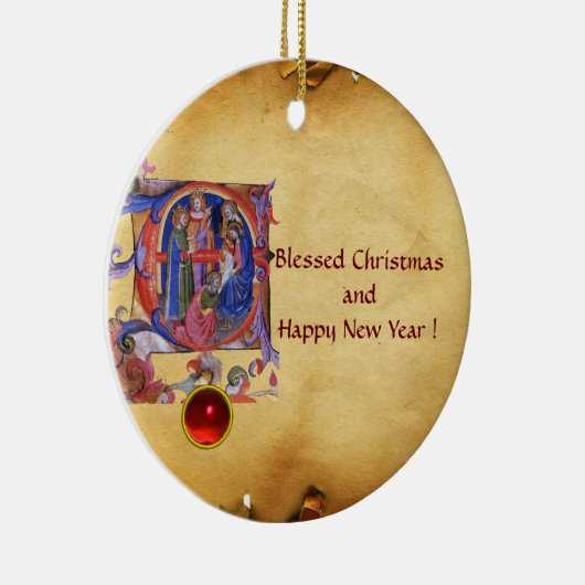 VASTSTELLING VAN HET MAGI CHRISTMAS NATIVITY PARCH KERAMISCH ORNAMENT (Rechts)