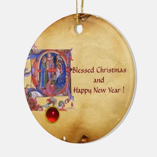 VASTSTELLING VAN HET MAGI CHRISTMAS NATIVITY PARCH KERAMISCH ORNAMENT (Links)