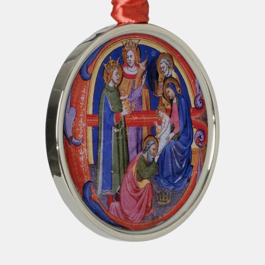 VASTSTELLING VAN HET MAGI CHRISTMAS NATIVITY PARCH METALEN ORNAMENT (Rechts)