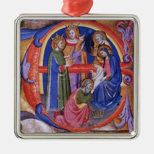 VASTSTELLING VAN HET MAGI CHRISTMAS NATIVITY PARCH METALEN ORNAMENT (Voorkant)