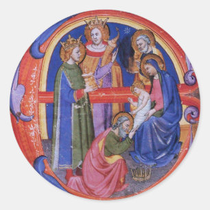 VASTSTELLING VAN HET MAGI CHRISTMAS NATIVITY PARCH RONDE STICKER