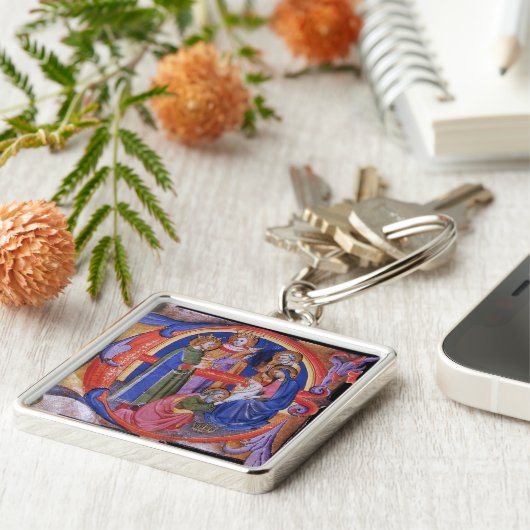 VASTSTELLING VAN HET MAGI CHRISTMAS NATIVITY PARCH SLEUTELHANGER (Zijkant)