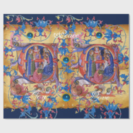 VASTSTELLING VAN HET PARCHMENT MAGI FLORAL CHRISTM CADEAUPAPIER