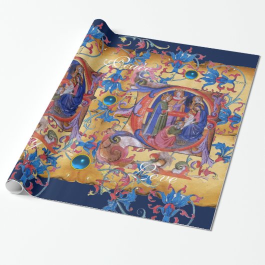 VASTSTELLING VAN HET PARCHMENT MAGI FLORAL CHRISTM CADEAUPAPIER (Uitgerold)