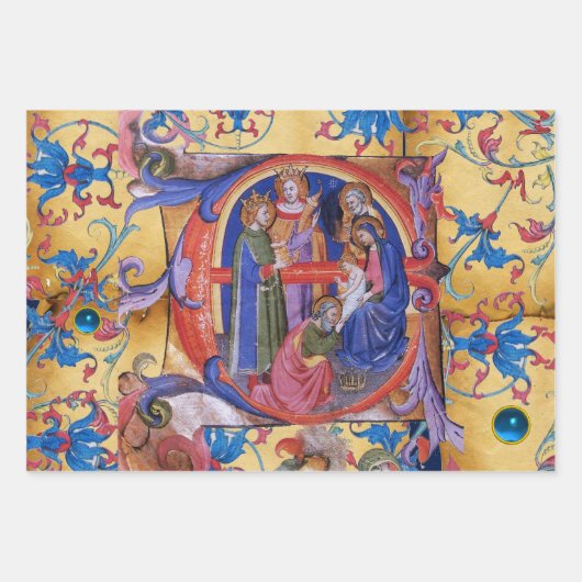 VASTSTELLING VAN HET PARCHMENT MAGI FLORAL CHRISTM INPAKPAPIER VEL (Voorkant 3)