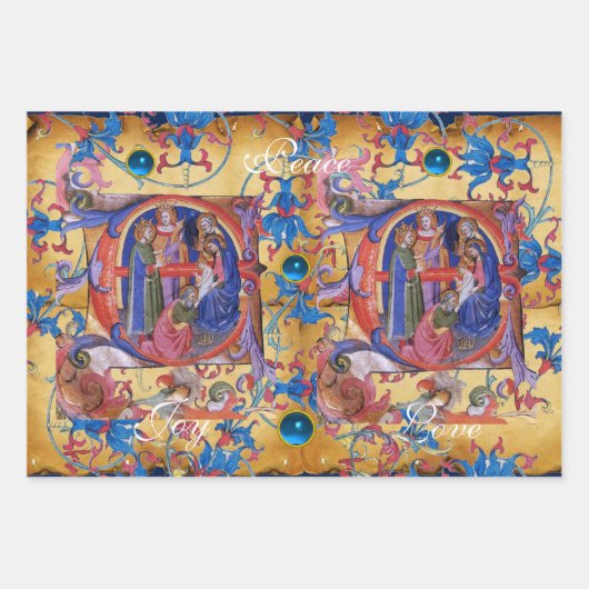 VASTSTELLING VAN HET PARCHMENT MAGI FLORAL CHRISTM INPAKPAPIER VEL (Voorkant)