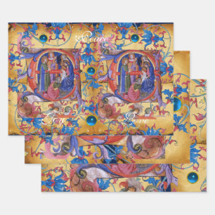 VASTSTELLING VAN HET PARCHMENT MAGI FLORAL CHRISTM INPAKPAPIER VEL