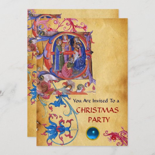 VASTSTELLING VAN HET PARCHMENT MAGI FLORAL CHRISTM KAART (Voorkant / Achterkant)