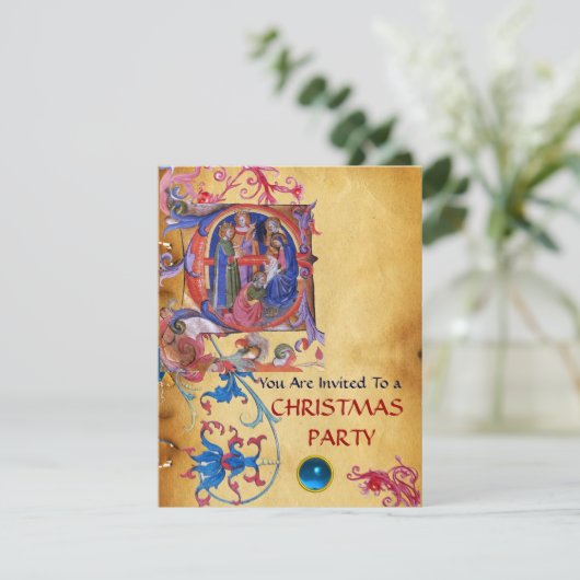 VASTSTELLING VAN HET PARCHMENT MAGI FLORAL CHRISTM KAART (Staand voorkant)