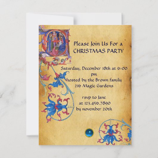 VASTSTELLING VAN HET PARCHMENT MAGI FLORAL CHRISTM KAART