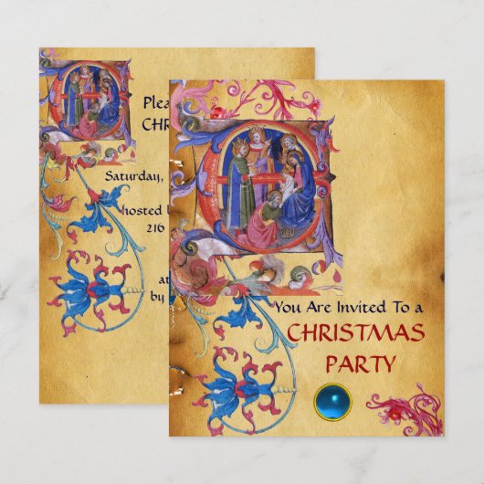 VASTSTELLING VAN HET PARCHMENT MAGI FLORAL CHRISTM KAART (Voorkant / Achterkant)