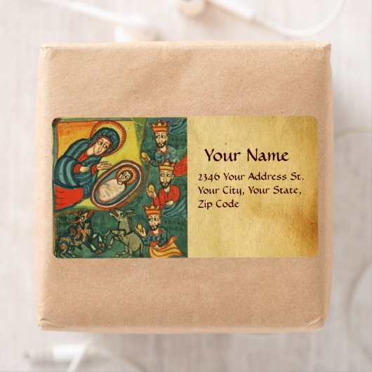 VASTSTELLING VAN HET PARCHMENT MAGI NATIVITEIT CHR ETIKET (Insitu)