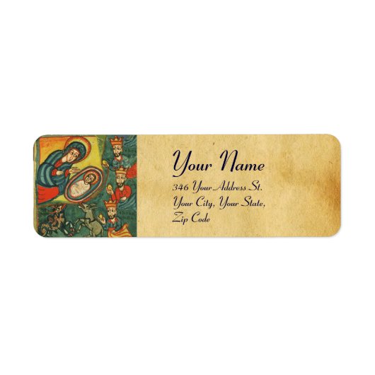 VASTSTELLING VAN HET PARCHMENT MAGI NATIVITEIT CHR ETIKET (Voorkant)