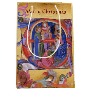 VASTSTELLING VAN HET PARCHMENT MAGI NATIVITEIT CHR MEDIUM CADEAUZAKJE