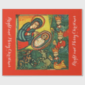 VASTSTELLING VAN MAGI ,PRIMITIVE NATIVITY Kerstmis Cadeaupapier (Vlak)