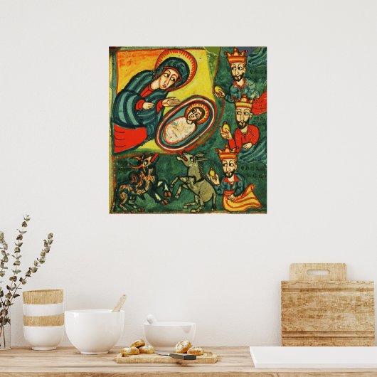 VASTSTELLING VAN MAGI ,PRIMITIVE NATIVITY Kerstmis Poster (Keuken)