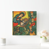 VASTSTELLING VAN MAGI ,PRIMITIVE NATIVITY Kerstmis Vierkante Klok (Huis)