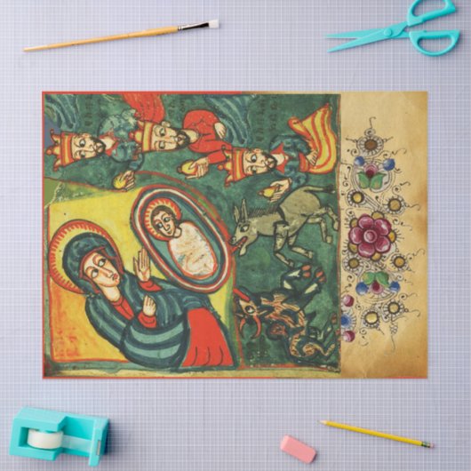 VASTSTELLING VAN MAGI, PRIMITIVE NATIVITY Parchmen Tissuepapier (Craft)