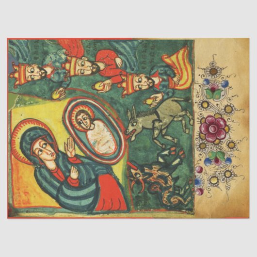 VASTSTELLING VAN MAGI, PRIMITIVE NATIVITY Parchmen Tissuepapier (Voorkant)