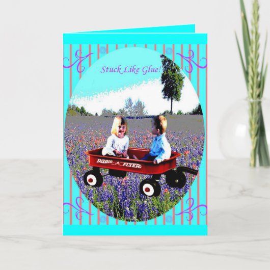 Vastzitten als lijm feestdagen kaart (Voorkant)