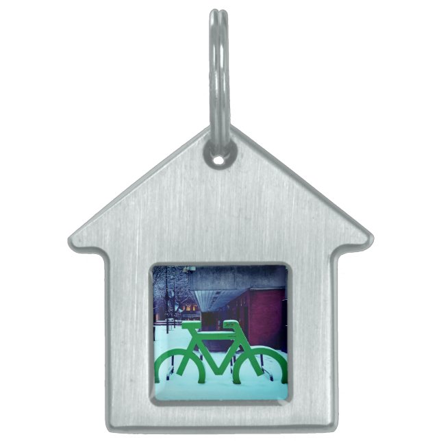 Vastzitten in de sneeuw huisdieren naamplaatje (Voorkant)