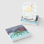 Vastzitten in de sneeuw stenen onderzetter (Zijkant)