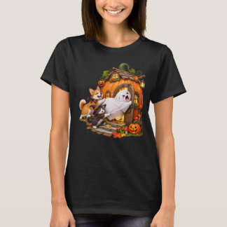Vastzittende Geest bij Pompoen Cottage met Kat en T-shirt