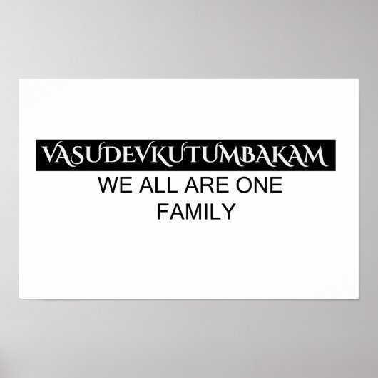 Vasudevkutumbakam muurkunst- Sanskriet Quote Poste Poster (Voorkant)
