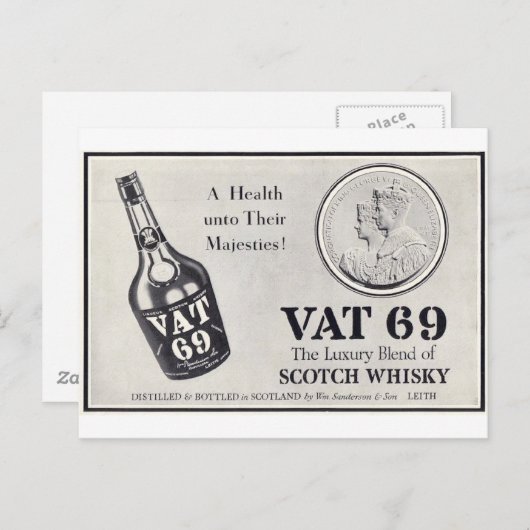 Vat 69 scotch wiskey briefkaart (Voorkant / Achterkant)