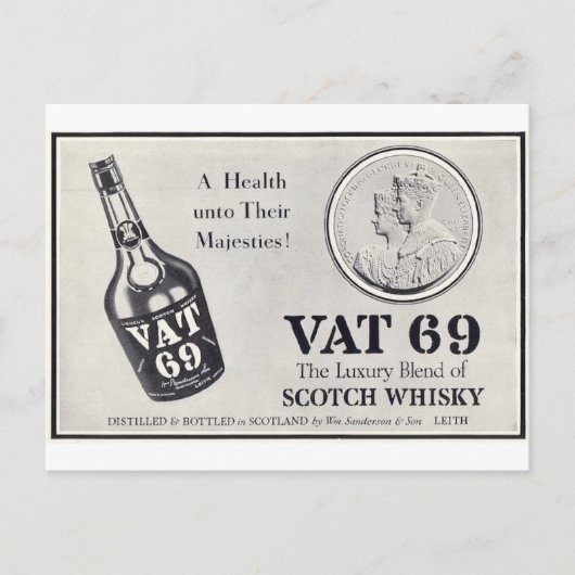 Vat 69 scotch wiskey briefkaart (Voorkant)