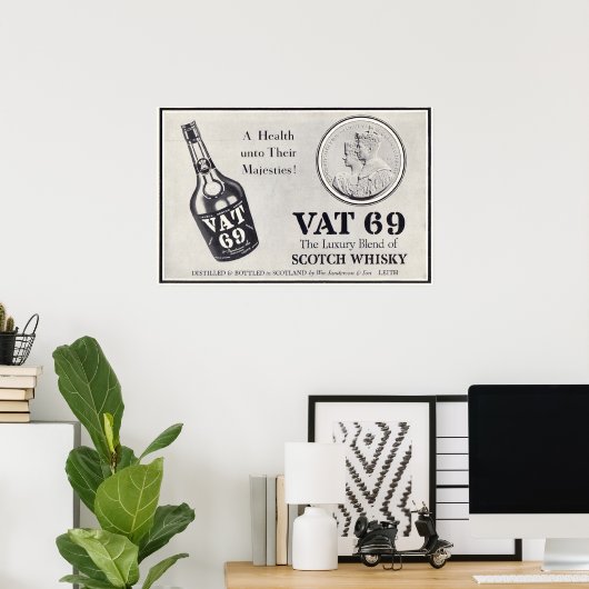 Vat 69 scotch wiskey poster (Thuiskantoor)