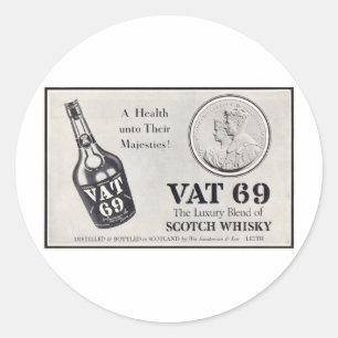 Vat 69 scotch wiskey ronde sticker