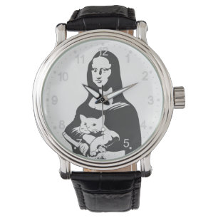 Vat cat door da vinci - Kies achtergrondkleur Horloge